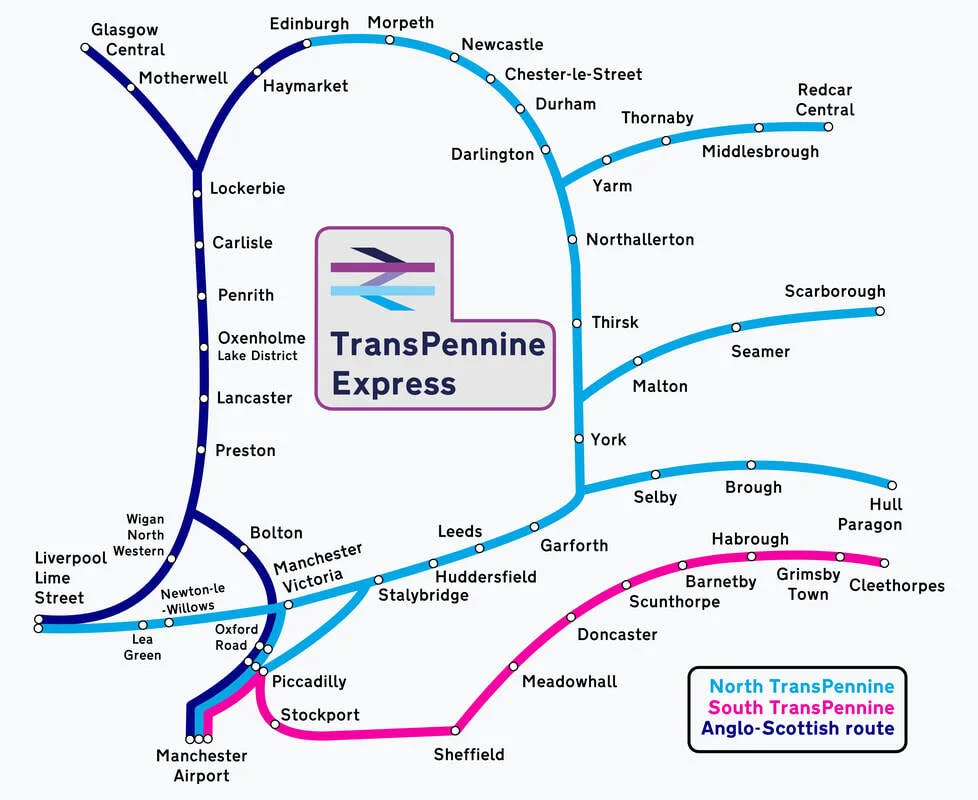 TransPennine Express network map