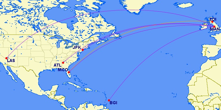 Virgin routes ex-MAN & EDI