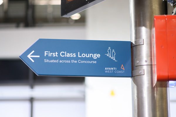 Avanti First Class Lounge sign Euston