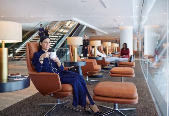 Etihad business lounge in Abu Dhabi