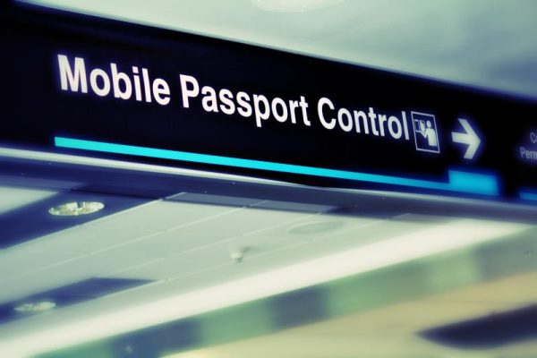 Mobile Passport Control sign at airport