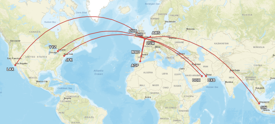 Top 10 international routes UK Jun-Sep 2026